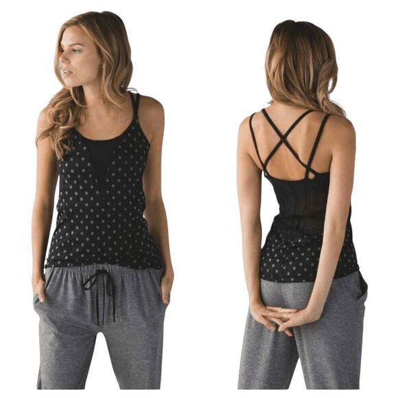 LULULEMON ATHLETICA Exquisite Tank in Ghost Dot Black Slate/Black Size 4 - Picture 1 of 4